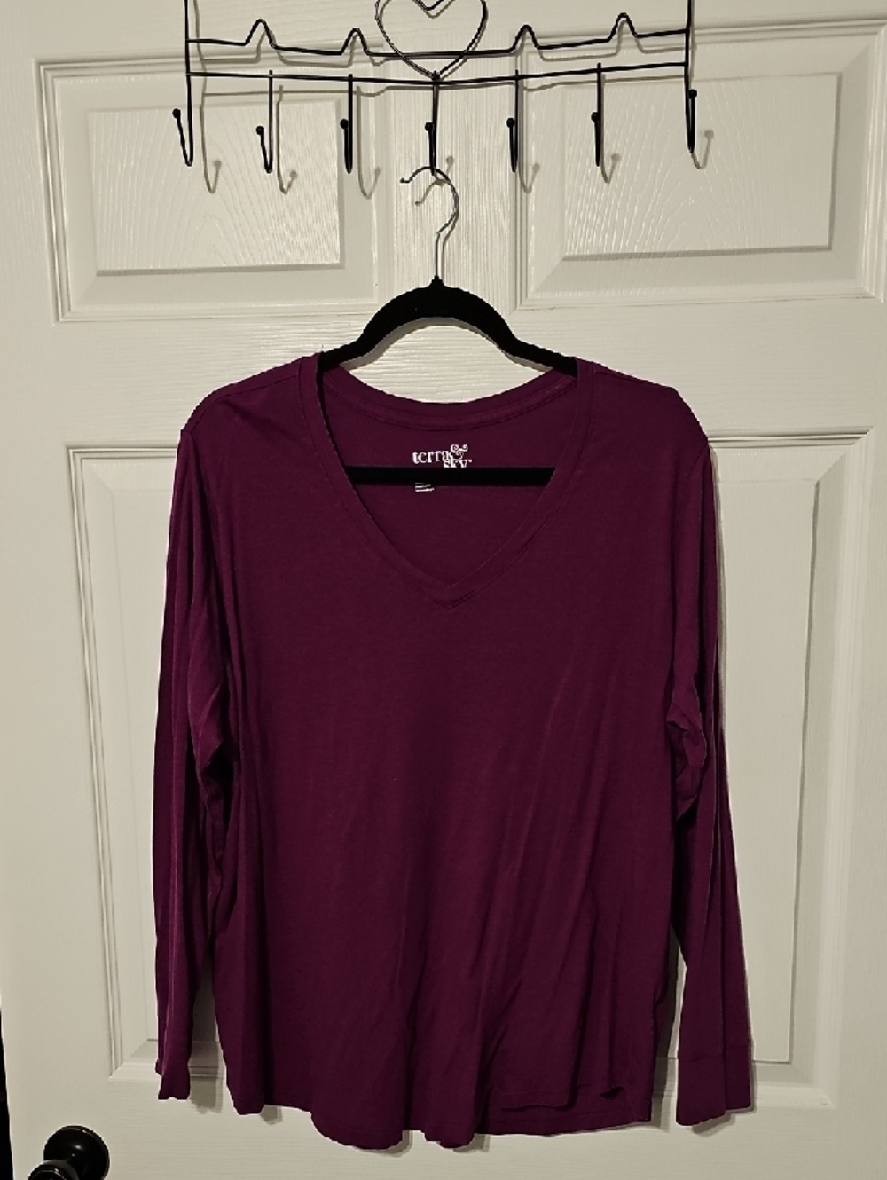 Terra & Sky Plum Long-Sleeve Crew Neck Top - Picture 7 of 7
